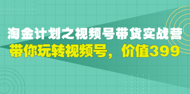 【副业项目3517期】胡子·淘金计划之视频号带货实操教程，带你玩转视频号（视频号带货怎么操作）-智创资源网