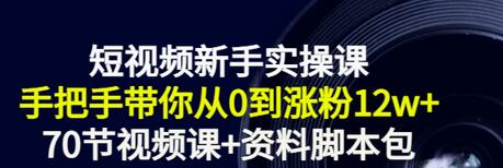 【副业项目3562期】短视频新手实操课：新手做短视频的整个步骤，手把手带你从0到涨粉12w+-智创资源网
