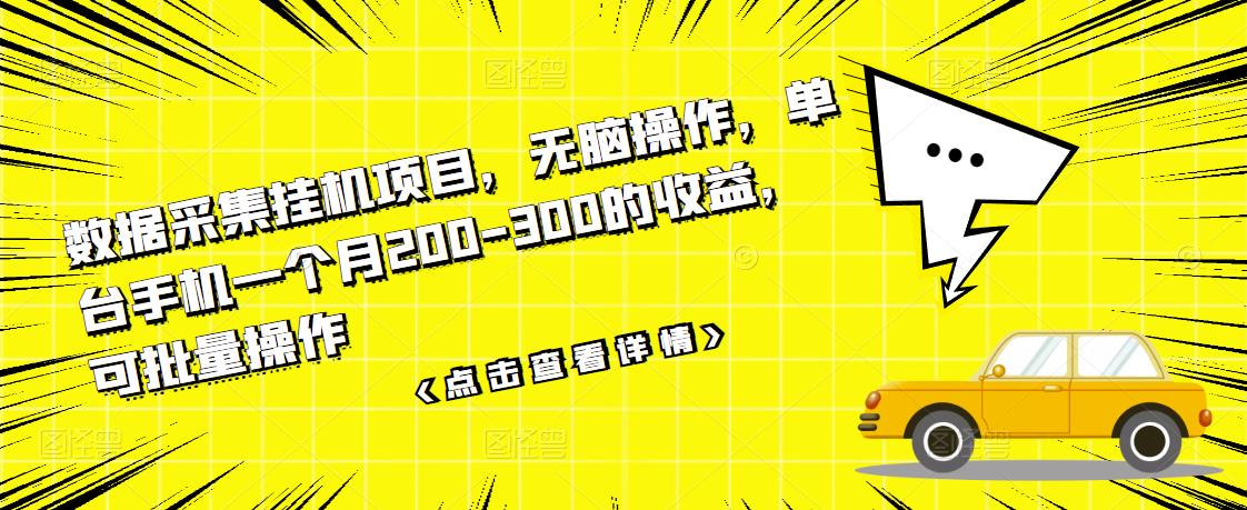 【副业项目3611期】数据采集挂机项目（手机上挣钱的副业）-智创资源网