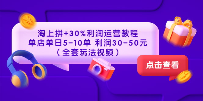 【副业项目3778期】淘上拼运营教程 ：教你怎么做淘上拼赚钱，单店单日利润30-50元（全套玩法视频）-智创资源网
