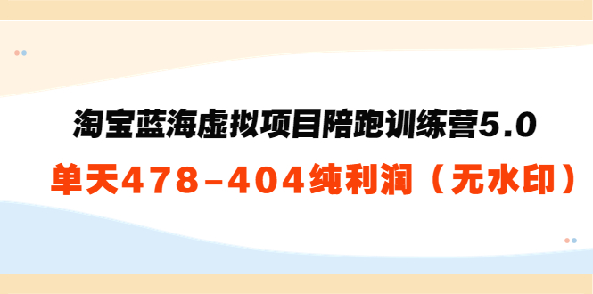 【副业项目3958期】黄岛主：淘宝蓝海虚拟项目陪跑训练营5.0：单天478纯利润（无水印）-智创资源网