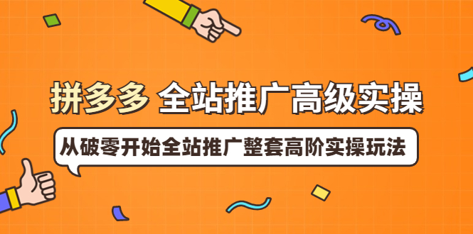 【副业项目4007期】拼多多全站推广高级实操：从破零开始全站推广整套高阶实操玩法-智创资源网