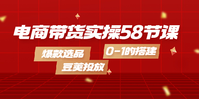 【副业项目4337期】电商带货实操58节课，爆款选品，豆荚投放，0-1的搭建-智创资源网