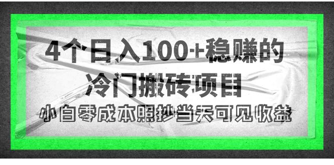 【副业项目4352期】4个稳赚的冷门搬砖项目，每个项目日入100+小白零成本照抄当天可见收益-智创资源网