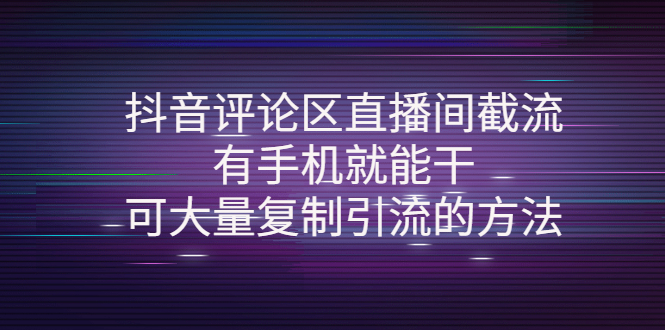 【副业项目4380期】抖音评论区直播间截流，有手机就能干，可大量复制引流的方法-智创资源网