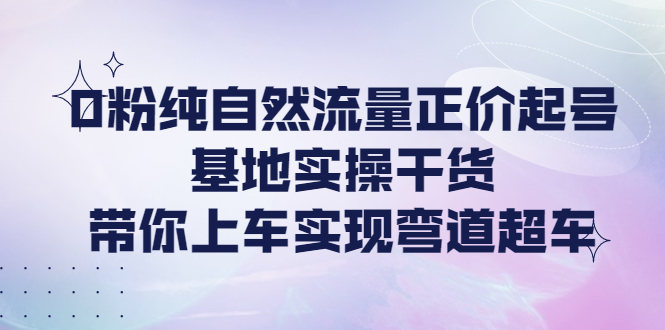 【副业项目4381期】0粉纯自然流量正价起号基地实操干货，带你上车实现弯道超车-智创资源网