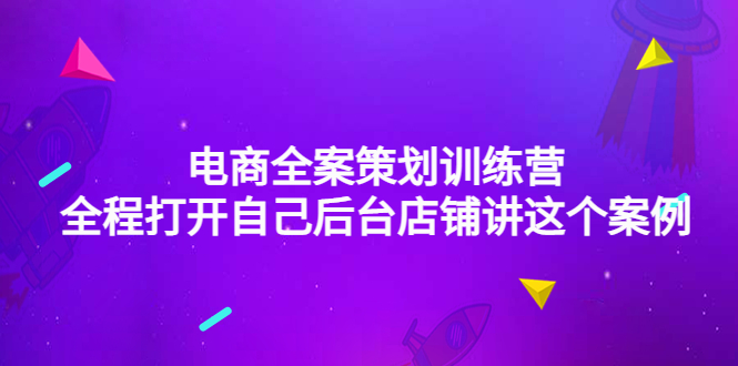 【副业项目4551期】电商全案策划训练营：全程打开自己后台店铺讲这个案例（9节课时）-智创资源网