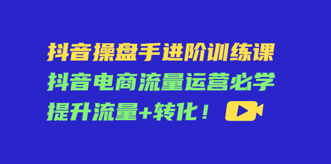 【副业项目4600期】抖音操盘手进阶训练课：抖音电商流量运营必学，提升流量+转化-智创资源网