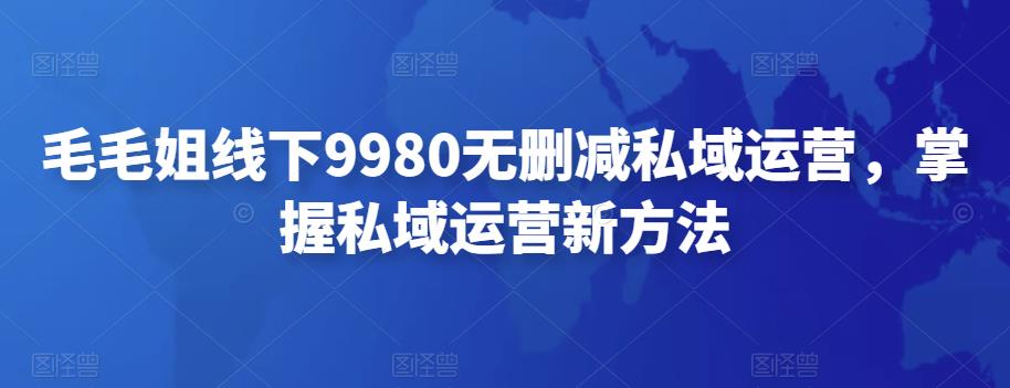 【副业项目4650期】毛毛姐线下9980无删减私域运营，掌握私域运营新方法-智创资源网