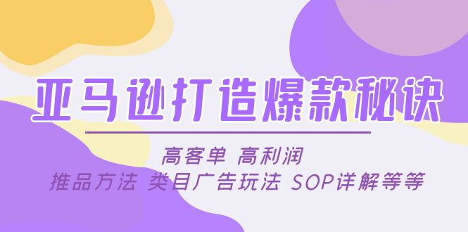 【副业项目5084期】亚马逊打造爆款秘诀：高客单 高利润 推品方法 类目广告玩法 SOP详解等等-智创资源网