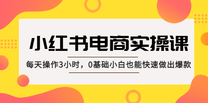 【副业项目5332期】小红书·电商实操课：每天操作3小时，0基础小白也能快速做出爆款-智创资源网