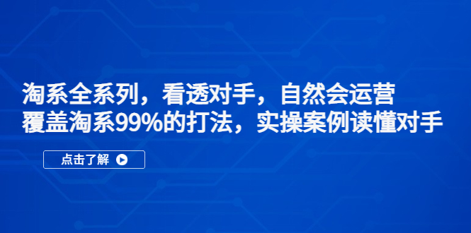 【副业项目5366期】淘系全系列，看透对手，自然会运营，覆盖淘系99%·打法，实操案例读懂对手-智创资源网