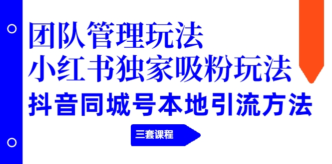 【副业项目2274期】团队管理玩法+小红书独家吸粉玩法+抖音同城号本地引流方法（三套课程）-智创资源网