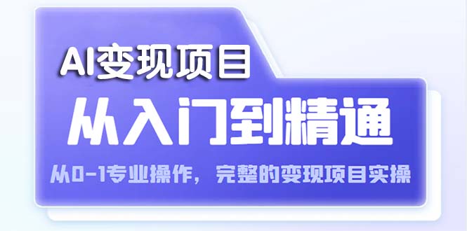 【副业项目5670期】AI从入门到精通 从0-1专业操作，完整的变现项目实操（视频+文档）-智创资源网