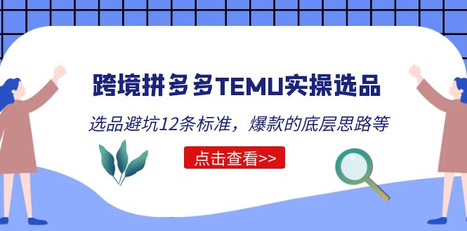 【副业项目5510期】跨境拼多多TEMU实操选品运营方法，选品避坑12条标准，爆款的底层思路等-智创资源网