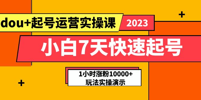 【副业项目5906期】小白7天快速起号：dou+起号运营实操课，实战1小时涨粉10000+玩法演示-智创资源网