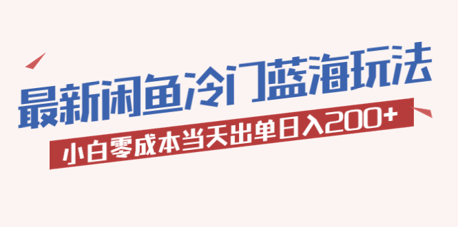 【副业项目5927期】2023最新闲鱼冷门蓝海玩法，小白零成本当天出单日入200+-智创资源网