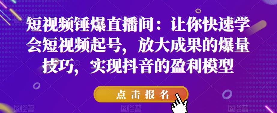 【副业项目6319期】让你快速学会短视频起号，放大成果的爆量技巧，实现抖音的盈利模型-智创资源网