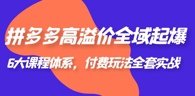 【副业项目6362期】拼多多-高溢价 全域 起爆，6大课程体系，付费玩法全套实战！-智创资源网