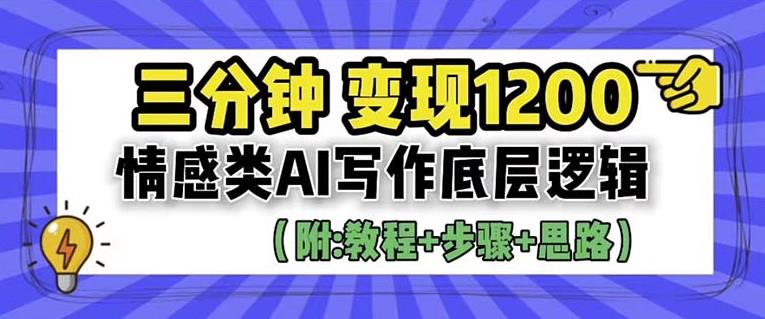 【副业项目6442期】情感类AI写作底层逻辑，3分钟掌握变现技巧（附：详细教程及步骤+独家资料）【揭秘】-智创资源网
