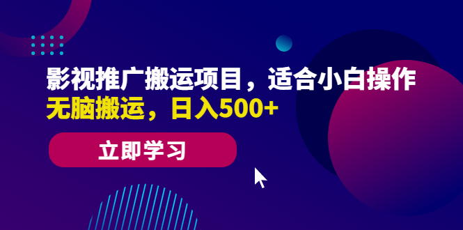 【副业项目6492期】影视推广搬运项目，适合小白操作，无脑搬运，日入500+-智创资源网