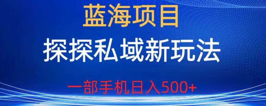 【副业项目6894期】蓝海项目，探探私域新玩法，一部手机日入500+很轻松【揭秘】-智创资源网