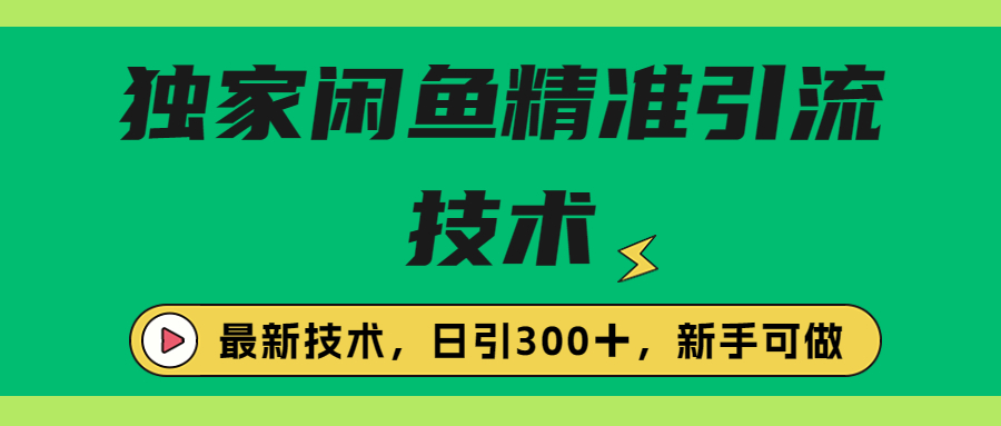 【副业项目6912期】独家闲鱼引流技术，日引300＋实战玩法-智创资源网