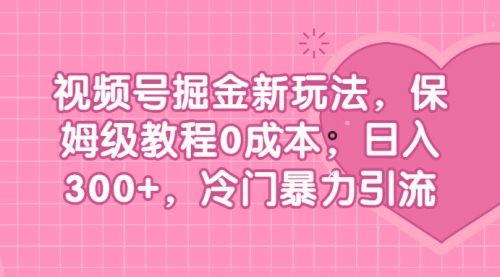 【副业项目7045期】视频号掘金新玩法，保姆级教程0成本，日入300+，冷门暴力引流-智创资源网