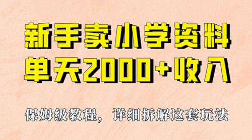 【副业项目7100期】卖小学资料，实现单天2000+，实操项目，保姆级教程+资料+工具-智创资源网