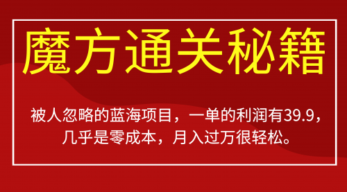 【副业项目7126期】被人忽略的蓝海项目，魔方通关秘籍一单利润有39.9-智创资源网