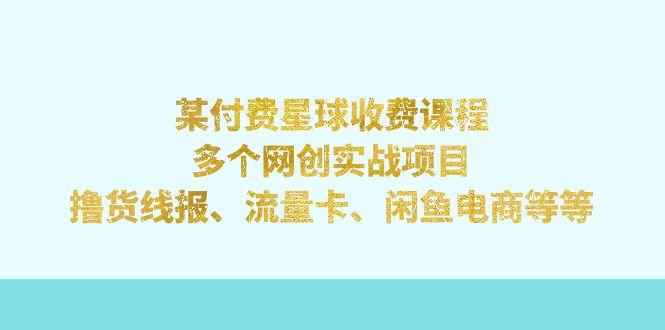 【副业项目7334期】某付费星球课程：多个网创实战项目，撸货线报、流量卡、闲鱼电商等等-智创资源网