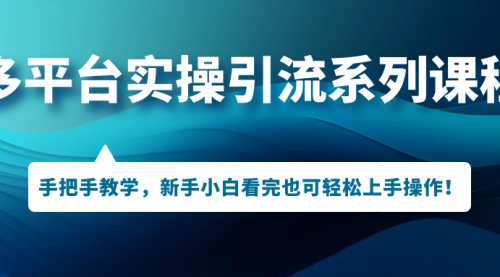 【副业项目7293期】多平台实操引流系列课程，手把手教学，新手小白看完也可轻松上手引流操作！-智创资源网