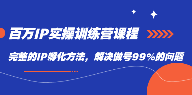 【副业项目7564期】百万IP实战训练营课程，完整的IP孵化方法，解决做号99%的问题-智创资源网