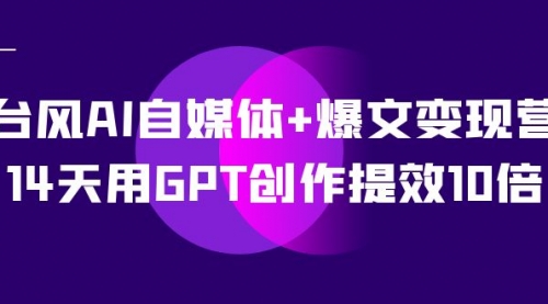 【副业项目7733期】台风AI自媒体+爆文变现营，14天用GPT创作提效10倍（12节课）-智创资源网