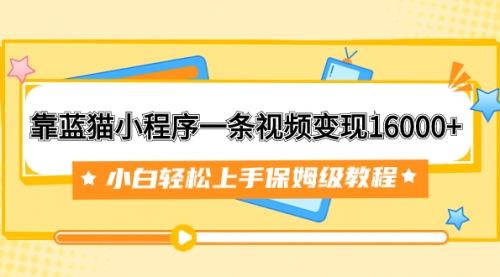 【副业项目7909期】靠蓝猫小程序一条视频变现16000+小白轻松上手保姆级教程（附166G资料素材）-智创资源网