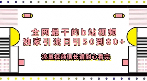【副业项目8119期】全网最干的b站视频独家引流日引50到80+-智创资源网