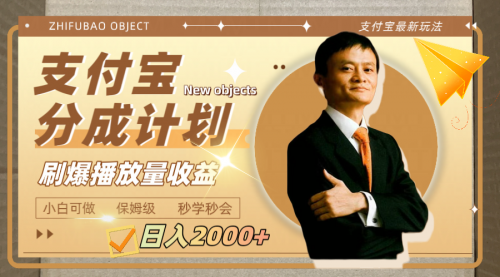 【副业项目8194期】日入2000+的支付宝分成计划，刷爆播放量收益-智创资源网