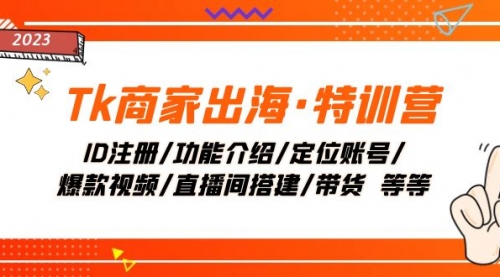 【副业项目8226期】Tk商家出海·特训营：ID注册/功能介绍/定位账号/爆款视频/直播间搭建/带货-智创资源网