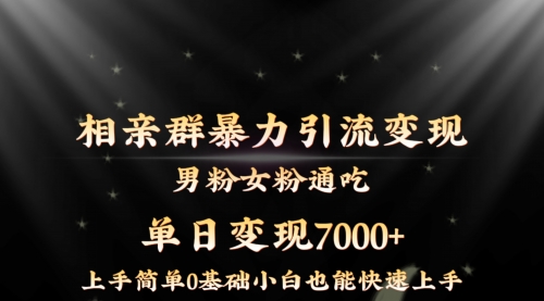 【副业8845期】相亲群暴力引流男粉女粉通吃变现玩法，单日变现7000+保姆教学1.0-智创资源网
