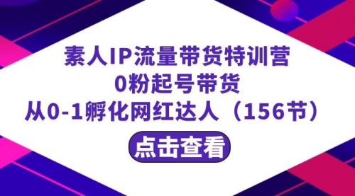 【副业8847期】繁星·计划素人IP流量带货特训营：0粉起号带货 从0-1孵化网红达人（156节）-智创资源网
