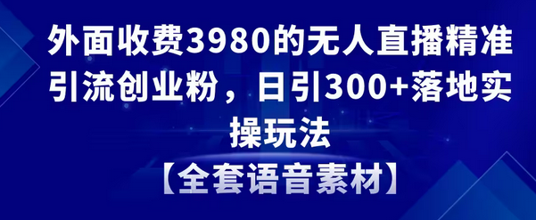 【副业8884期】无人直播精准引流创业粉，日引300+落地实操玩法【全套语音素材】-智创资源网