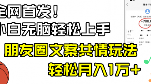 【副业8908期】小白轻松无脑上手，朋友圈共情文案玩法，月入1W+-智创资源网