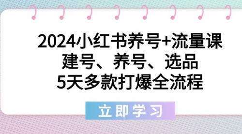 【副业8999期】2024小红书养号+流量课：建号、养号、选品，5天多款打爆全流程-智创资源网