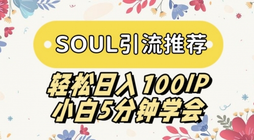 【副业9006期】SOUL引流推荐 轻松日入100IP 小白5分钟学会-智创资源网