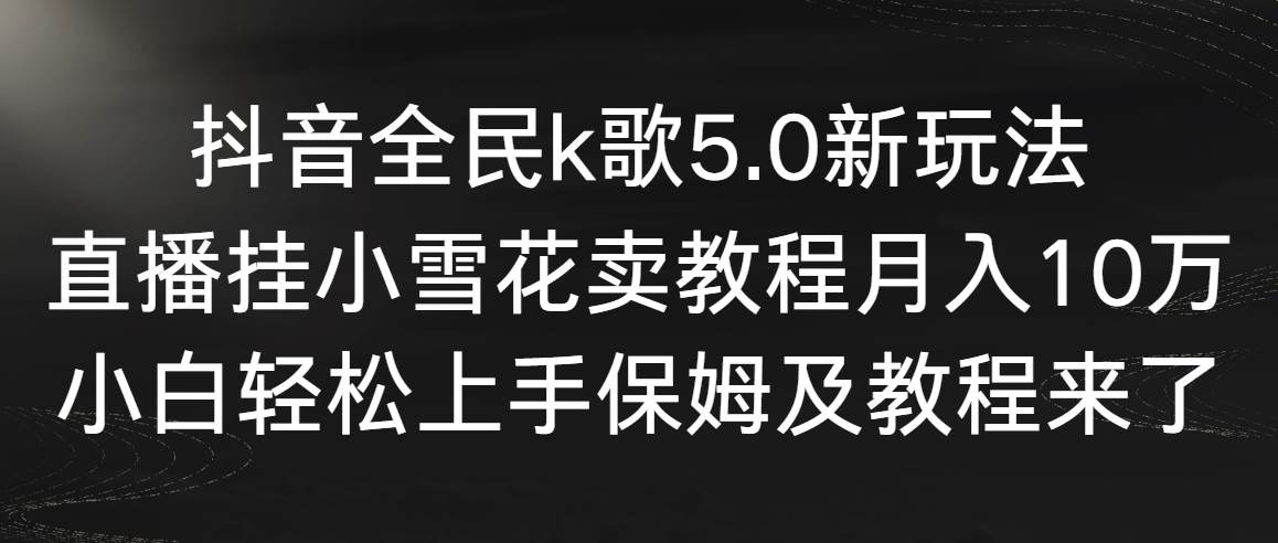 【副业9037期】抖音全民k歌5.0新玩法，直播挂小雪花卖教程月入10万，小白轻松上手-智创资源网