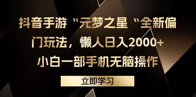 抖音手游“元梦之星“全新偏门玩法，懒人日入2000+，小白一部手机无脑操作-智创资源网