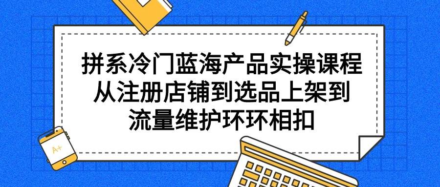拼系冷门蓝海产品实操课程，从注册店铺到选品上架到流量维护环环相扣-智创资源网
