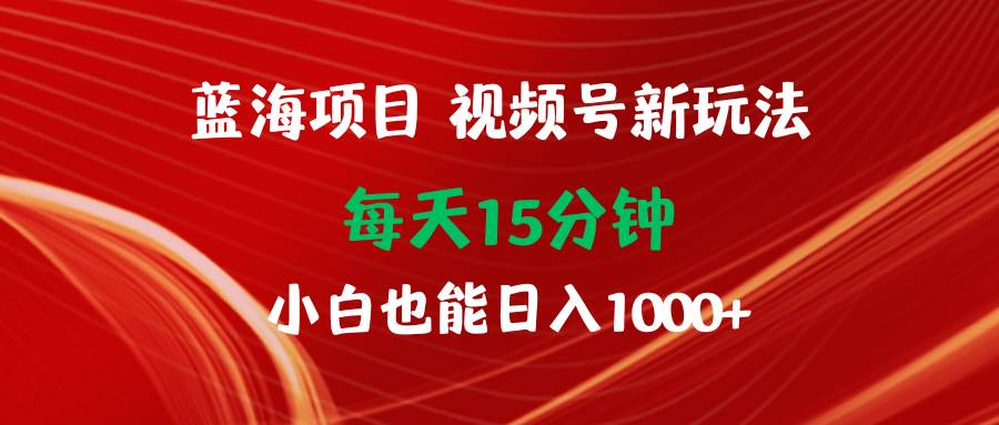 蓝海项目视频号新玩法 每天15分钟 小白也能日入1000+-智创资源网