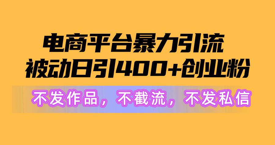 电商平台暴力引流,被动日引400+创业粉不发作品，不截流，不发私信-智创资源网
