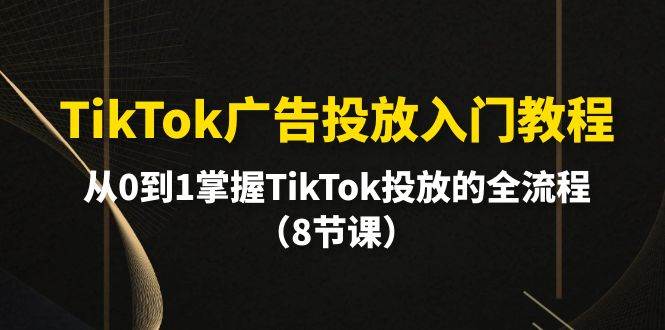 TikTok广告投放入门教程，从0到1掌握TikTok投放的全流程（8节课）-智创资源网